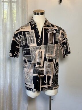 Vintage Robert Stock Tropical Camp Shirt Cotton Rayon Men's S